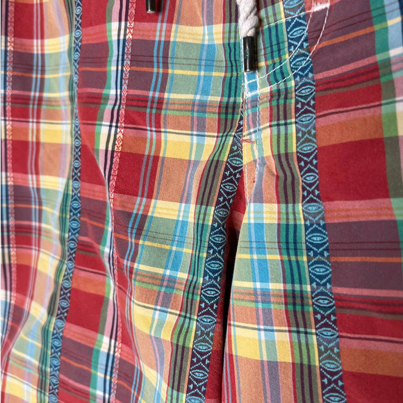 Polo Ralph Lauren Men's Swim Trunks in Orange Blue Multicolored Plaid Size Large - Picture 2 of 5